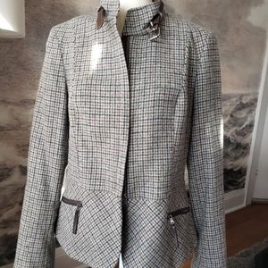 Talbots women's tailored pale brown wool tweed jacket sz 10